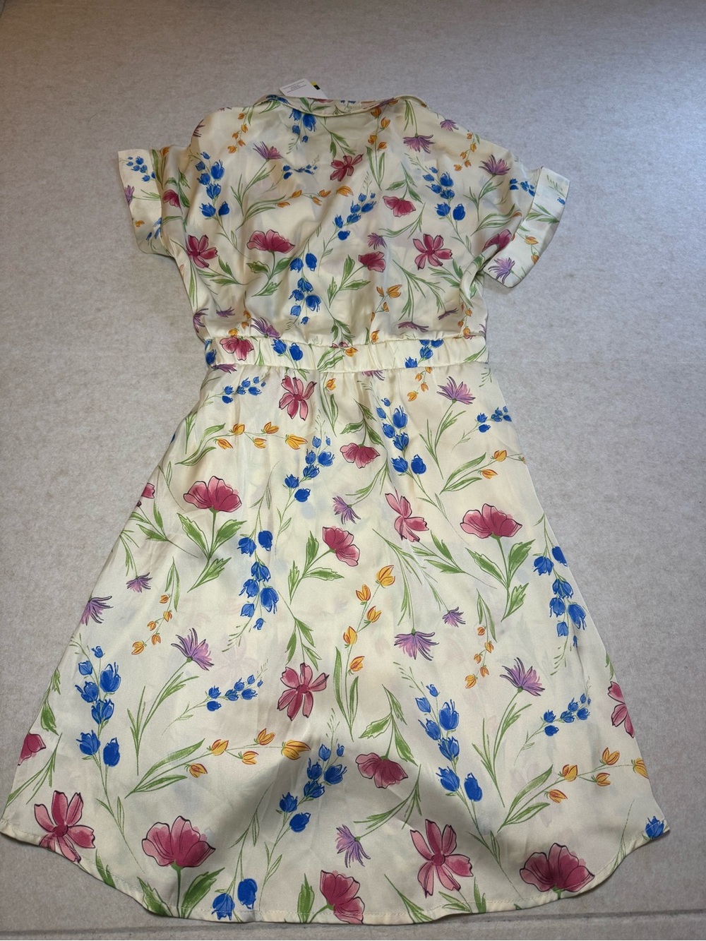 French Connection Women's Short Shirt Cream Floral Buckle Belt Dress Size M NWT - Picture 7 of 11